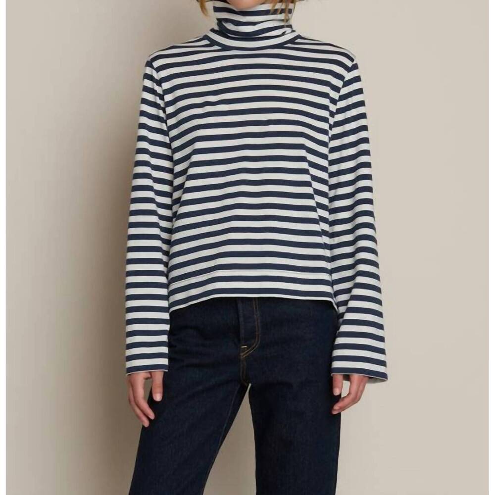 NEW NATION LTD neo mock neck tee in seascape stripe - Picture 1 of 6